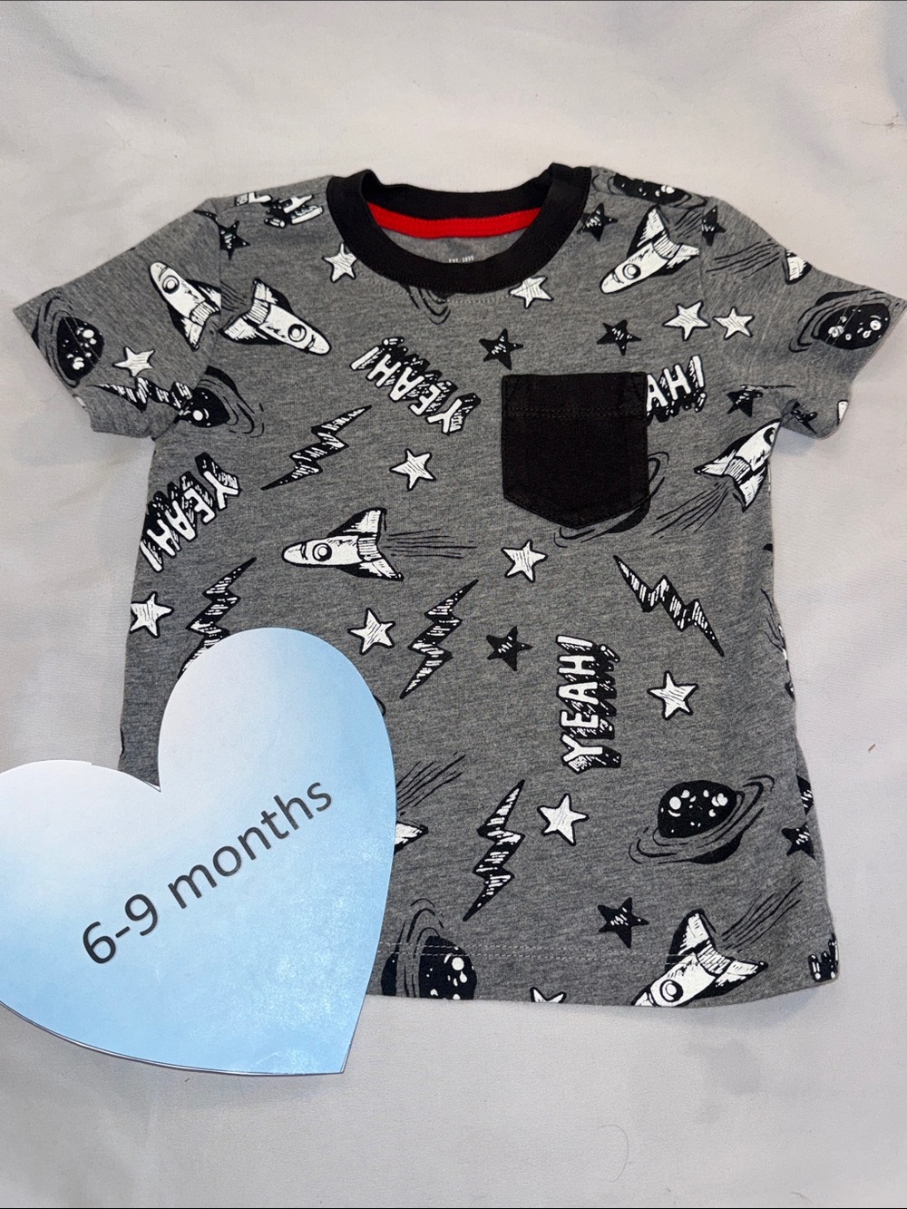 OshKosh B'gosh Grey Space Rocket Tee with Black Pocket